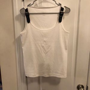 Michael Kors White Tank Top with Black Leather Straps